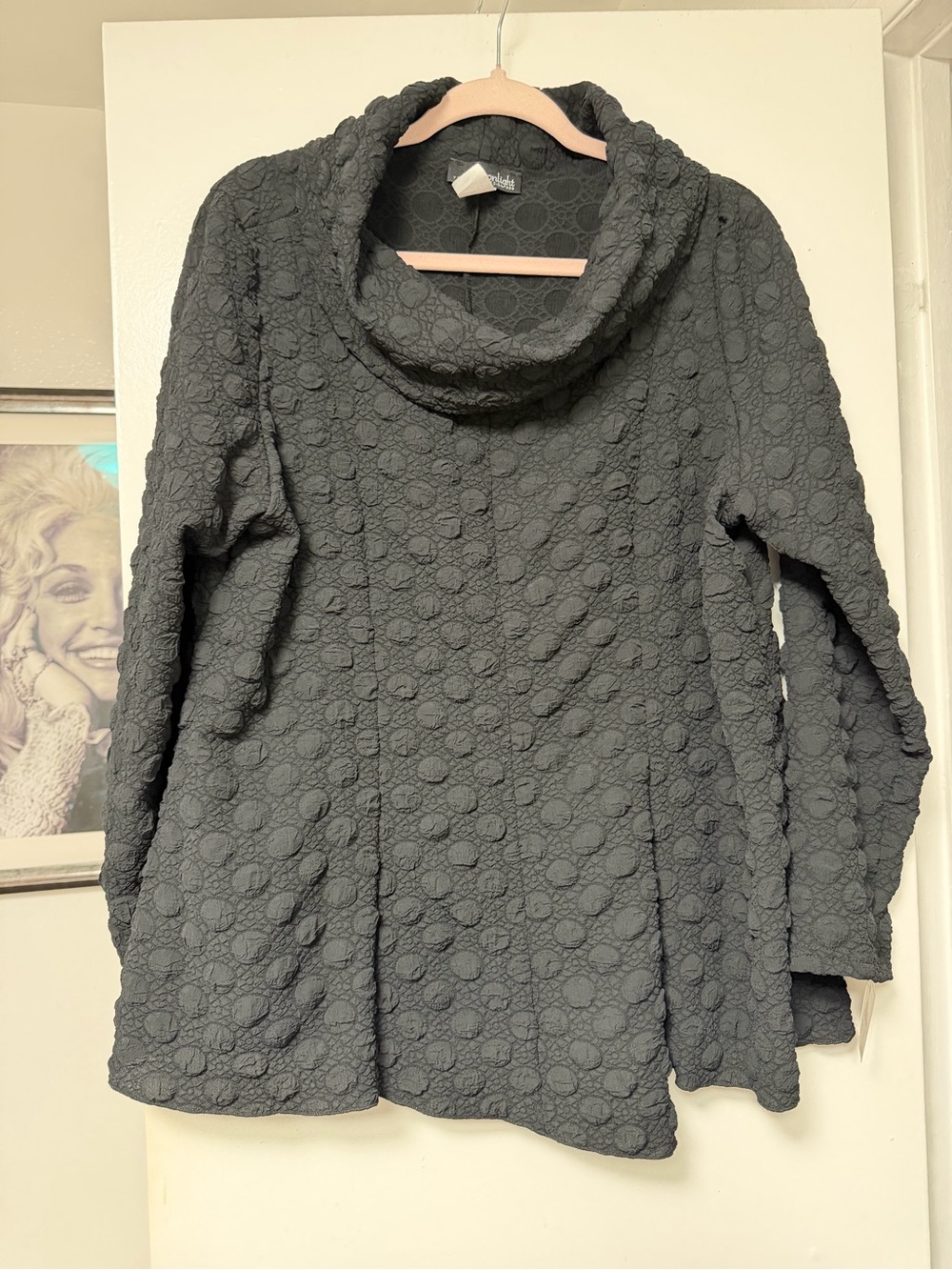 Moonlight by Y&S Fashion Black Textured Cowl Neck Top NWT Women's XXL